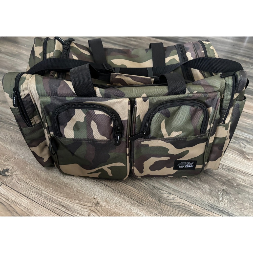 NexPak Duffel Bag 22" Green Woodland Camo Tactical Military Gorp Zip Pockets **